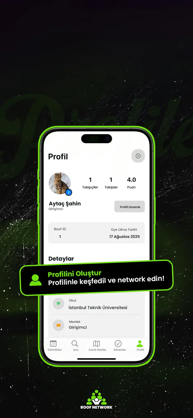 Roof Network profil ekranı